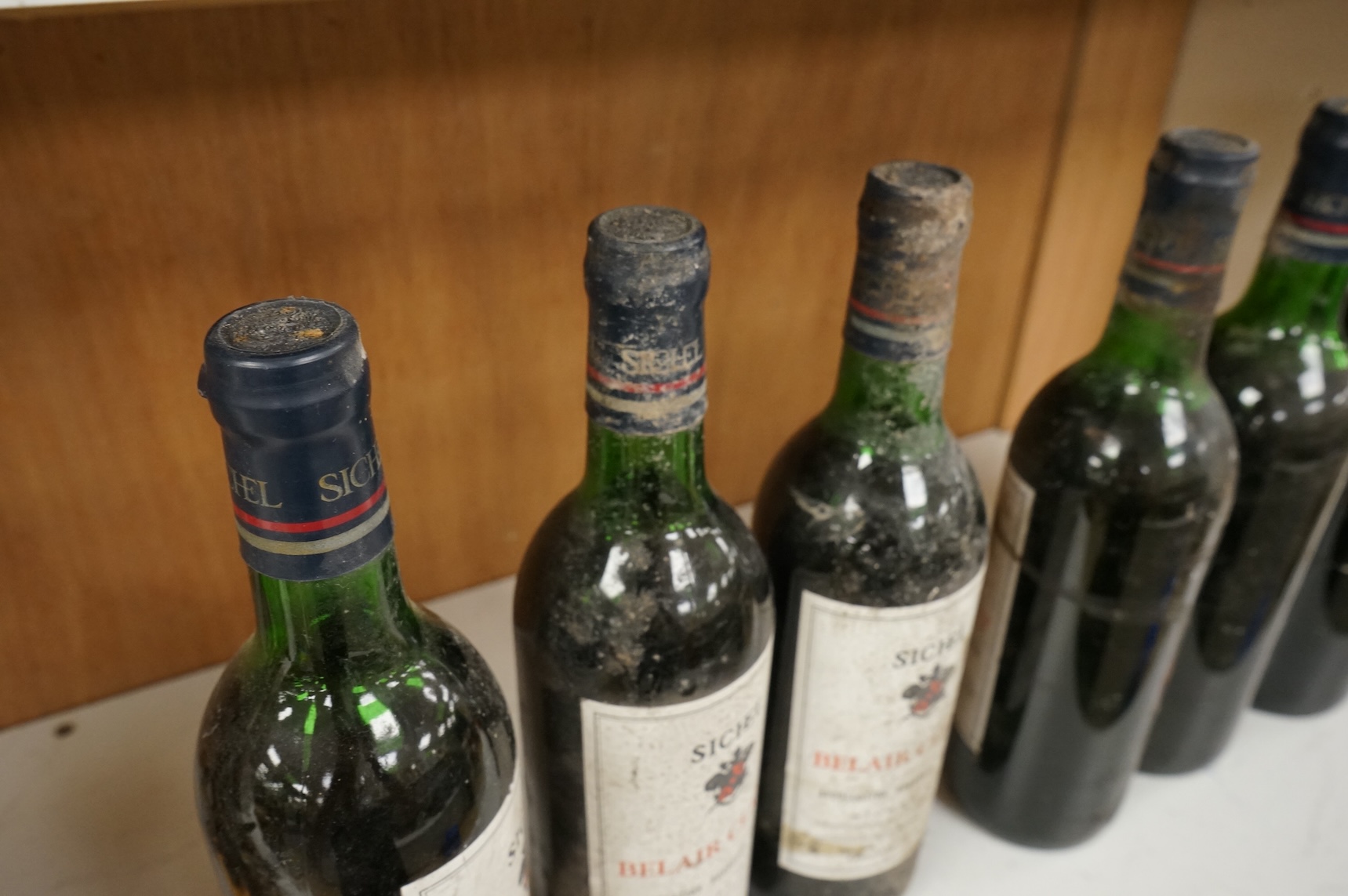 Six bottles of Sichel Belair Claret